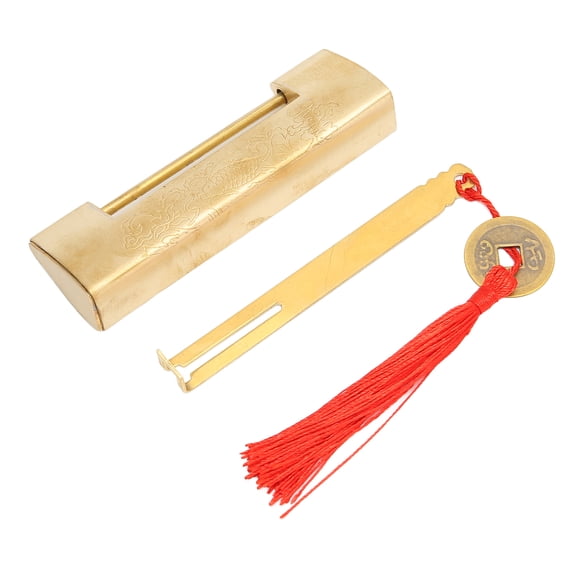 NFTIGB Brass Antique Fish Padlock Chinese Old Style Lock for Cabinets Jewelry Boxes 3.78 inches / 9.6 cm Width