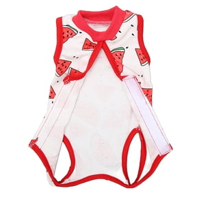 NFTIGB Breathable Cat Recovery Suit After Surgery Wear, Prevent Lick Kitten Recovery Shirt, Comfortable Pet Clothes for Cats & Small Dogs, Watermelon Pattern, Size M