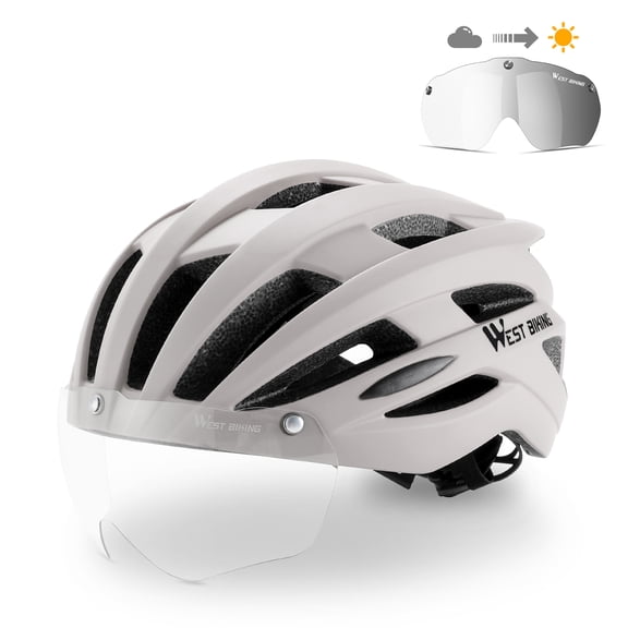 NFTIGB Breathable Riding Helmet Detachable Color Changing Goggles Bicycle Safety Cap White 11.2 inches / 28.5 cm