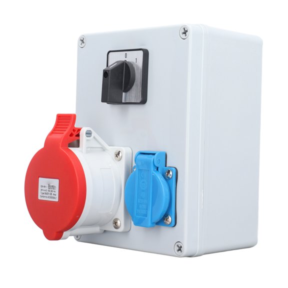 NFTIGB CEE Wall Socket Power Distributor Box 5P 32A 16A with 2 Level Knob Switch IP44 Waterproof for Building