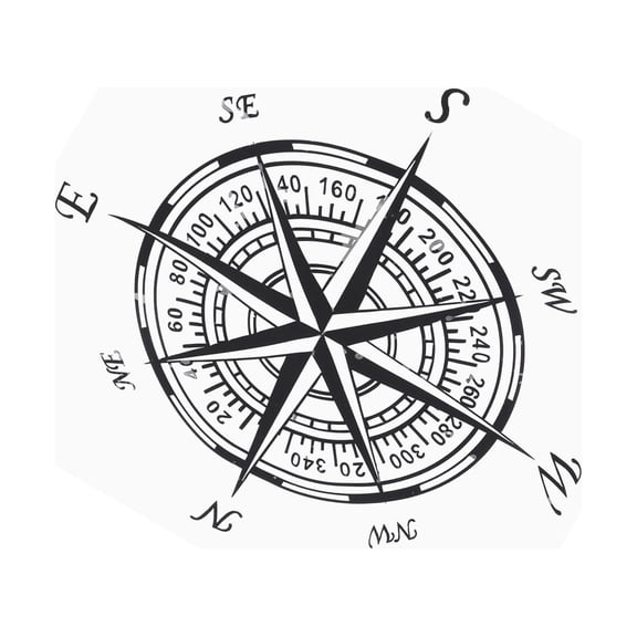 NFTIGB Car Compass Sticker Waterproof Cuttable PVC Auto Decoration Decal 7.87 inches / 20 cm Universal Fit Black Vehicle Exterior Window Graphic Modifier Accessories[cite: 1]