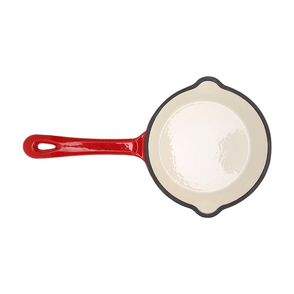 NFTIGB Cast Iron Deep Frying Pan 6.30 inches / 16 cm, Red Enamel Nonstick Skillet with Long Handle, Sturdy Saute Cooking Cookware for Home and Restaurant Use, Induction & Oven Safe Design