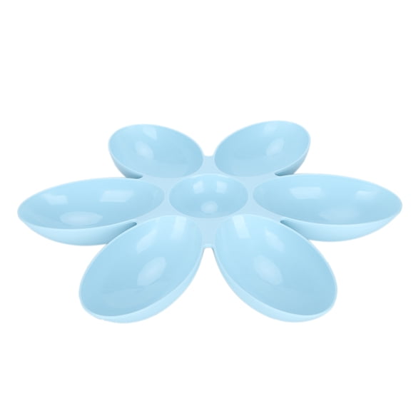 NFTIGB Cat Bowls FoodGrade Flower Petals Shaped 6 Grids Pet Feeding Bowl for Food and Water, Plastic Blue, 16.3 inches / 41.5 cm
