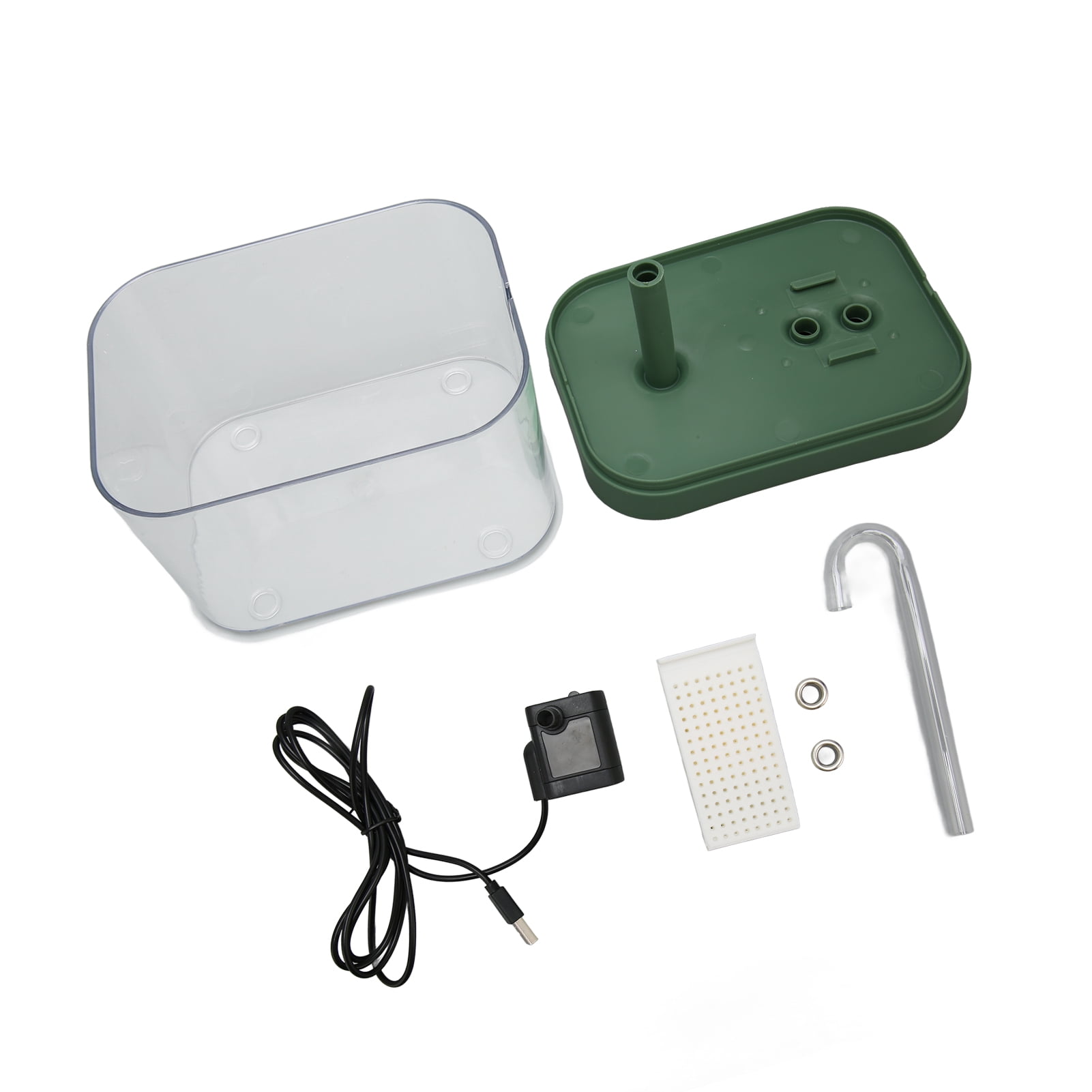 NFTIGB Cat Water Fountain Automatic Quiet USB Powered Transparent Pet Water Dispenser with Elbow Tube 1.5L / 50.72 oz Green Lid