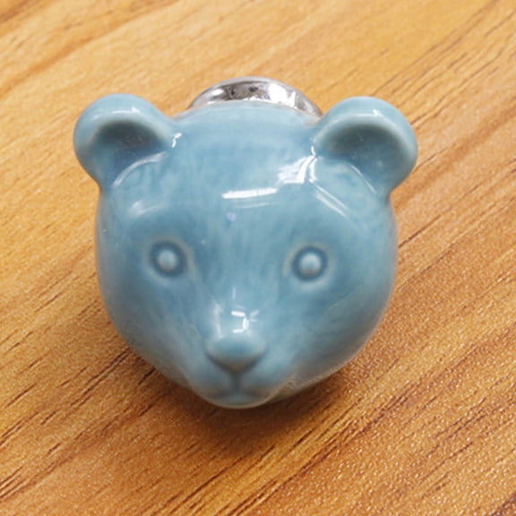 NFTIGB Ceramic Bear Door Knob Drawer Cupboard Wardrobe Furniture Pull Handle Hardware for Home Decor Kitchen Bathroom Cabinets with Screws Included (Blue, 1.50 in / 3.8 cm)
