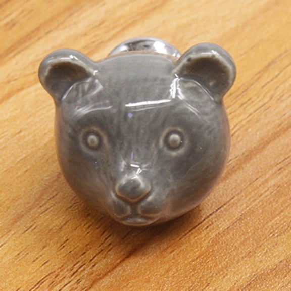 NFTIGB Ceramic Bear Door Knob Drawer Cupboard Wardrobe Furniture Pull Handle Hardware for Home Decor Kitchen Bathroom Cabinets with Screws Included (Gray, 1.50 in / 3.8 cm)