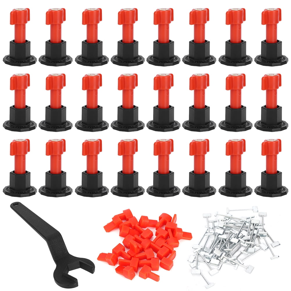 NFTIGB Ceramic Tile Leveling System Kit Floor Wall Tile Leveler Positioning Tools Building Supplies Professional Reusable Set 98 Pieces 10.24 inches / 26 cm High Precision For Tiling