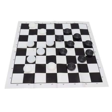 NFTIGB Checkers Set Stackable Black White Plastic Pieces Draughts Board Game with Transparent Box for 3+ Years Old 18 inches / 45.7 cm
