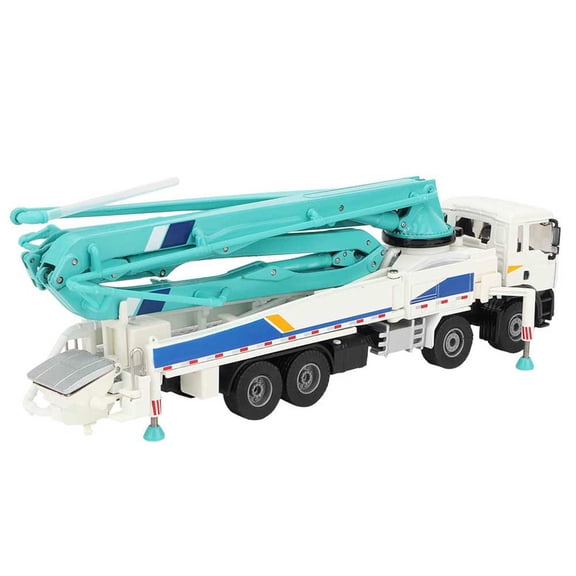 NFTIGB Children Alloy Concrete Pump Truck Engineering Vehicle Toy 1:55 Scale Model Car With Retractable Legs And Rotating Arm For Boys Blue Collection