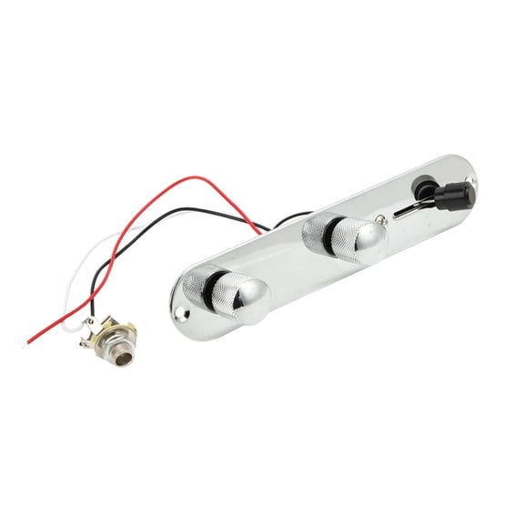 NFTIGB Chrome Plated Metal 3 Way Switch Prewired Control Plate for Tele Electric Guitar Replacement Parts with Speed Knobs, 6.3 inches / 160 mm