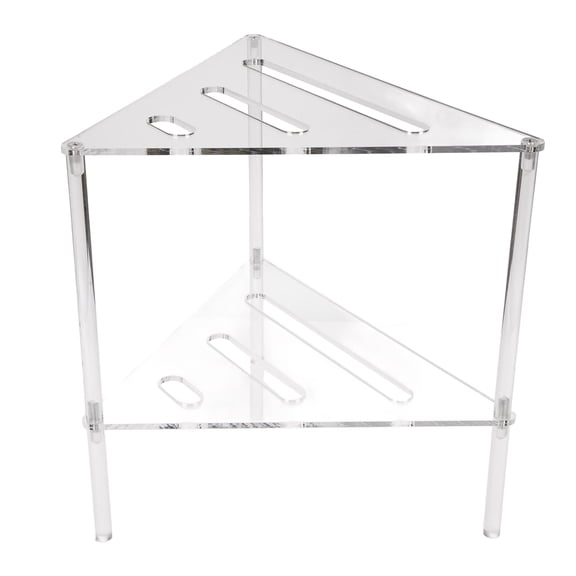NFTIGB Clear Acrylic Corner Shower Caddy, 2 Tier Floor Standing Hollowed Shelf Organizer Rack, Versatile Storage for Bathroom, Bedroom, Kitchen, and Living Room, 13.39 in / 34 cm