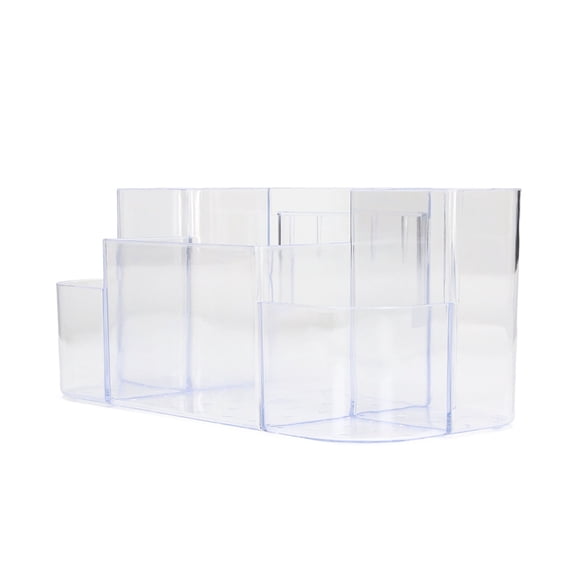 NFTIGB Clear Plastic Makeup Organizer Compartmental Desktop Cosmetics Storage Case Vanity Display Box Wall Mounted (12.2 inches / 31 cm), Transparent White
