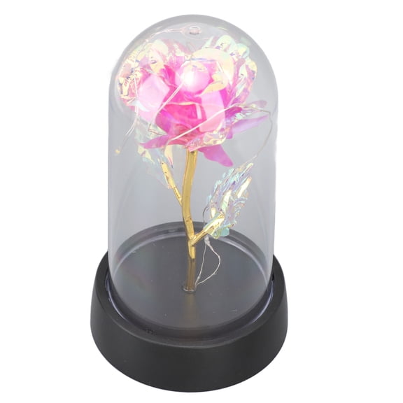 NFTIGB Colorful Light Up Rose in Glass Dome, Romantic Ambient Lighting Artificial Flower for Anniversary, Birthday, Christmas Gifts (5.9 inches / 15 cm)