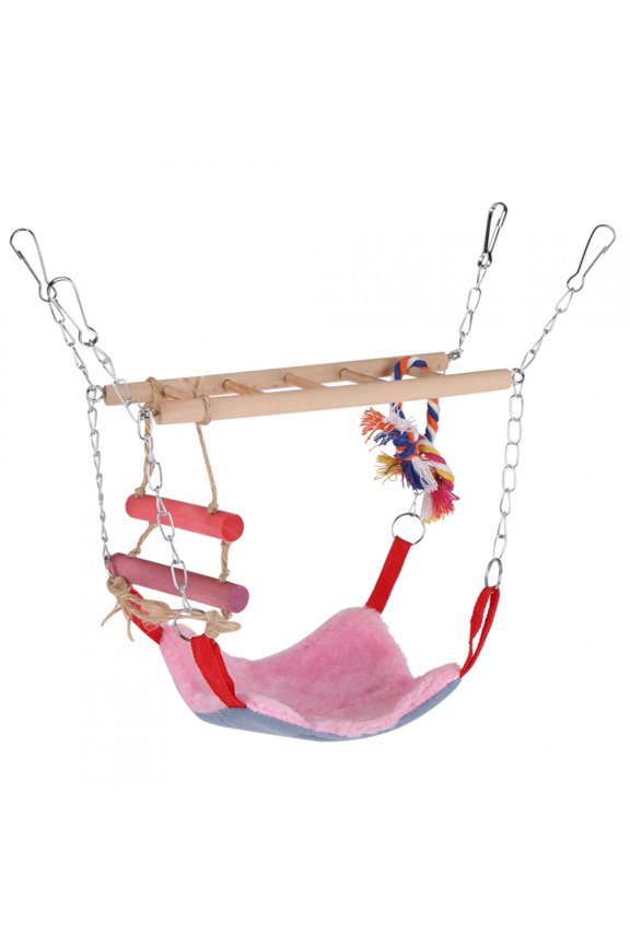 Colorful Parrot Swing Ladder Bed, 11.42 inches / 29 cm Pink Hanging Climbing Toy for Birds, Hamsters, Pets [cite: 1, 5]