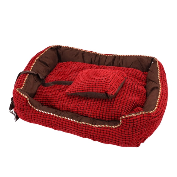 NFTIGB Comfort Detachable Rectangle Soft Sleeping Warming Pet Bed for Small Medium Dogs Cats, Red - 29.5 x 21.7 in / 75 x 55 cm
