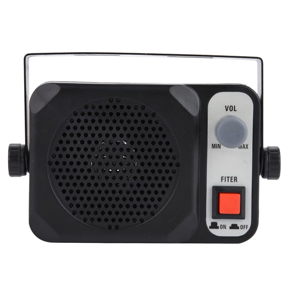 NFTIGB Compact External Car Mobile Radio Speaker with 3.5mm Jack and Noise Filter Switch, High Quality ABS Material for Clear Audio Communication, 1.5W Power 8 Ohms Impedance, Sleek Black Design
