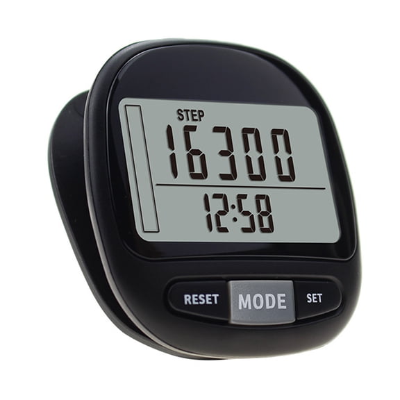 NFTIGB Compact Pedometer LCD Screen Step Counter Tracker with 7-Days Memory Digital Display Black