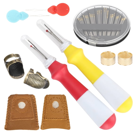 NFTIGB Comprehensive Sewing Thimble Set Finger Protector Needle Seam Ripper Threader Knitting Quilting DIY Tools with Essential 40 Pieces for Hand Crafting - Size: 5.5 inches / 14 cm