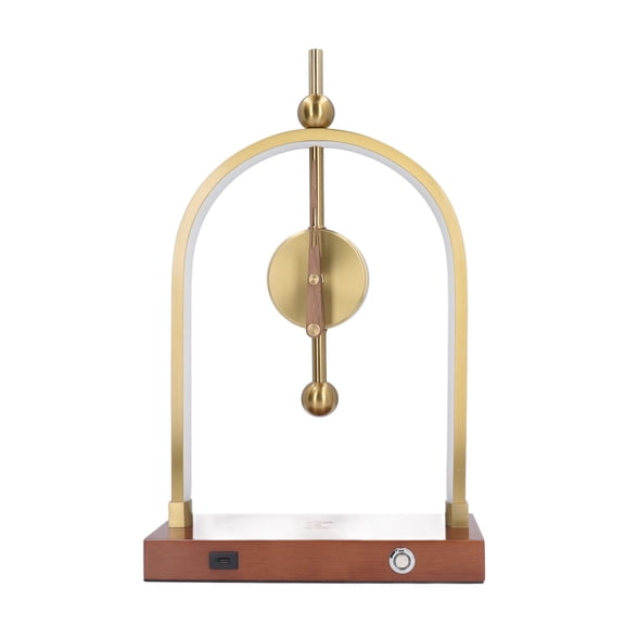 NFTIGB Contemporary LED Desk Lamp with Wireless Charging Pad and Quiet Clock, Dimmable Touch Control Task Lighting for Home Office Desk (US Plug, 18.11 inches / 46 cm)