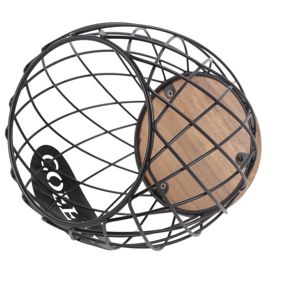 NFTIGB Countertop Coffee Pod Holder Iron Large Capacity Stylish Look Easy Access Wooden Base Storage Basket Organizer For Home Kitchen Bar Black (7.08 Inches / 18 Cm)