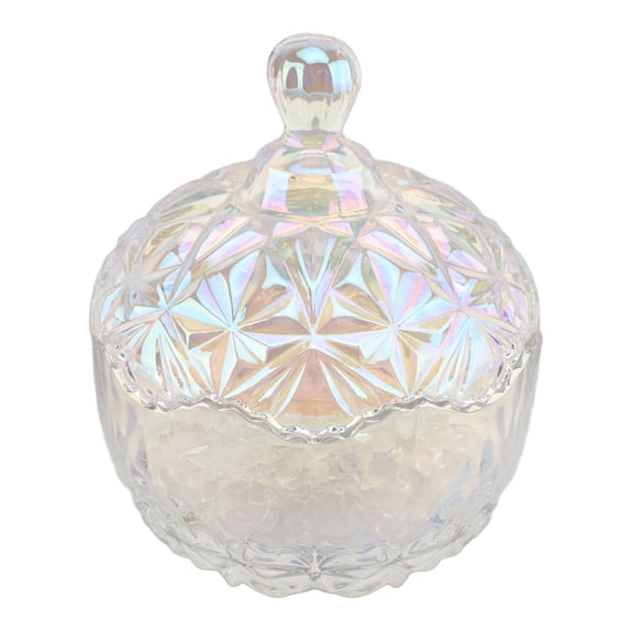 NFTIGB Crystal Glass Jar 400g White Crystal Degaussing Bowl Elegant Candy Jewelry Container with Lid