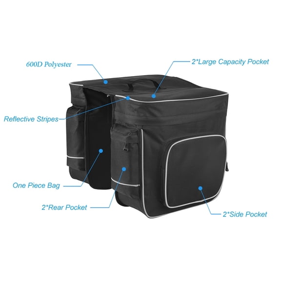 NFTIGB Cycle 2 in 1 30L Bicycle Rear Double Side Rack Bag Tail Seat Pannier Outdoor Storage, Black
