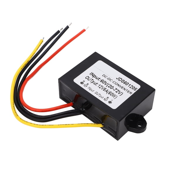 NFTIGB DC to DC Buck Converter Adjustable 60V (20-72V) to 12V 5A 60W Power Supply Module, Heavy Duty IP67 Waterproof Voltage Regulator Step Down Transformer PP Shell Epoxy Resin (9.0x8.0x3.0 in)