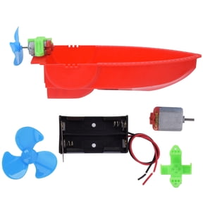 NFTIGB DIY Assemble Aerodynamic Boat Model Building Kit, Wind Power Speedboat Electronic Toy for Children, Educational Science Craft Assembly Toy, 8.66 inches / 22 cm Length