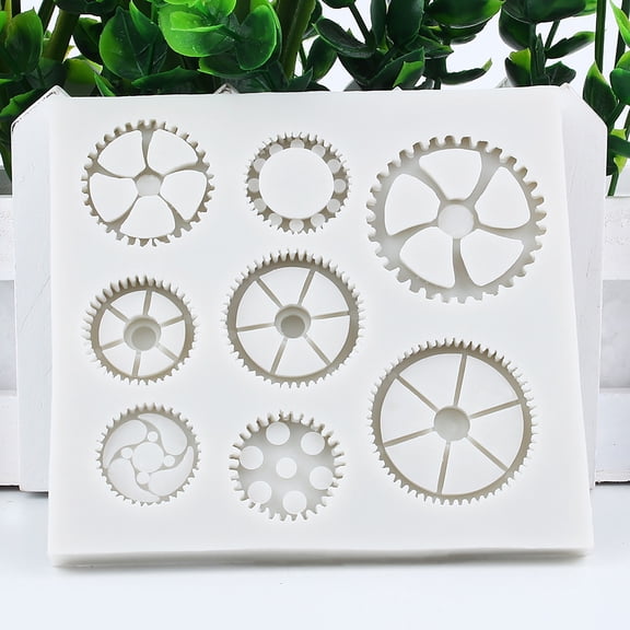 NFTIGB DIY Fondant Molds Food Grade Silicone Cake Chocolate Maker Cake Decor Mold Steampunk Clock Gear Shape for Baking Kitchen Decorating Tools Gray, Non-Stick Dishwasher Safe Dessert Tool