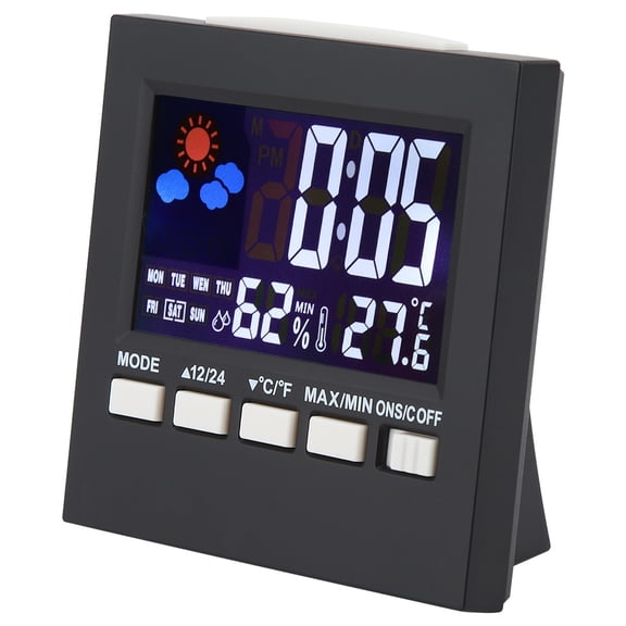 NFTIGB Digital Alarm Clock with Sound Control Backlight, Multipurpose Thermometer Hygrometer Weather Station for Home Office, 3.78x3.78x1.57 inches / 9.6x9.6x4 cm