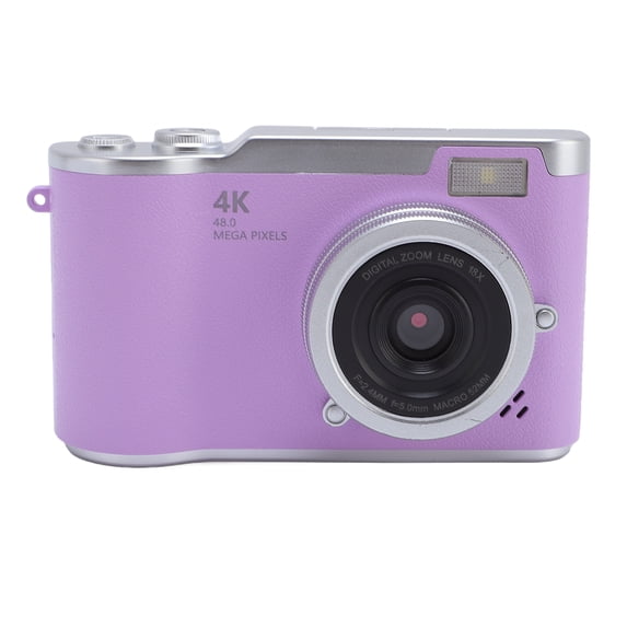 NFTIGB Digital Camera 4K 48MP 18x Zoom Auto Focus 2.4 Inch Screen Built in Fill Light Compact Students Camera for Daily Travel Purple 5.5 inches / 14 cm