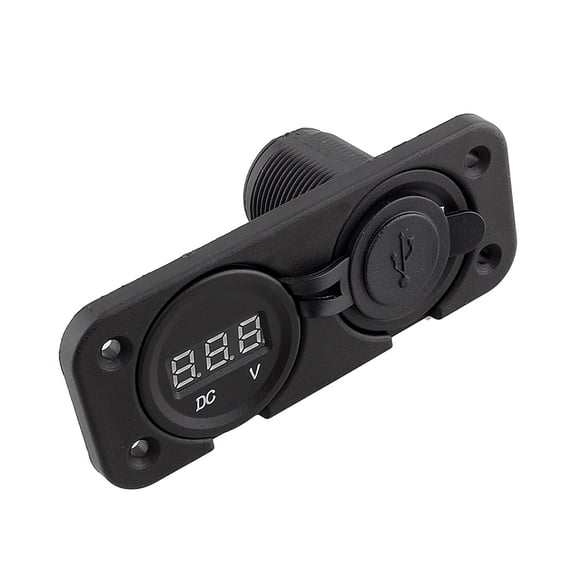 NFTIGB Digital DC Voltmeter LED Dual 2 USB Port Charger Adapter Panel For Car Boat Marine RV ATV Vehicle, 12V-24V Input, 5V 3.1A Total Output, Waterproof Dust Cover, Red LED Display Indicator