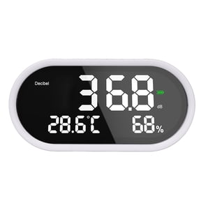 NFTIGB Digital Decibel Meter LCD Display High Accuracy Desktop Temperature Humidity Sound Level Meter 30-130dBA for School Hospital Temple USB Rechargeable (18 cm / 7.09 inches Length Black)