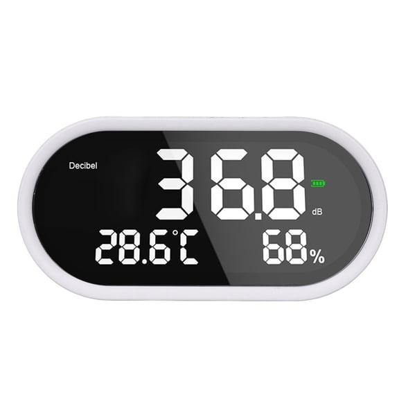 NFTIGB Digital Decibel Meter LCD Display High Accuracy Desktop Temperature Humidity Sound Level Meter 30-130dBA for School Hospital Temple USB Rechargeable (18 cm / 7.09 inches Length Black)
