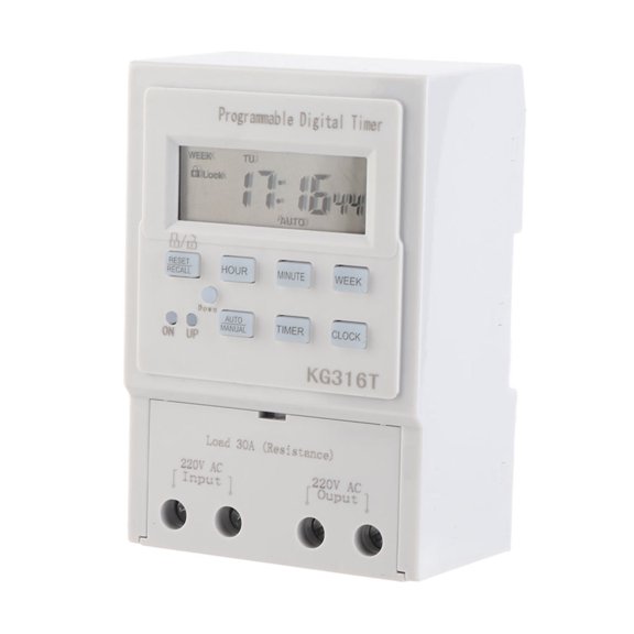 NFTIGB Digital Timer Switch Programmable Control Timing Switch, Mini AC 220V 1W 30A Electric Power Control LCD Display with Keyboard Lock Function, 16 Groups Time Setting, High Accuracy Device