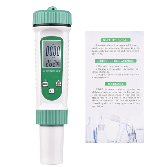 NFTIGB Digital Water Quality Tester 6-in-1 Multifunction Monitor PH EC TDS SALT S.G Temperature Portable Testing Meter Analyzer for Drinking Water Aquarium Hydroponics Lab 7.09 inches / 180 mm