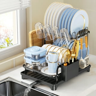 Zimtown Kitchen Dish Cup Drying Rack Bowl Rack Holder Sink Drainer 2-Tier  Dryer 