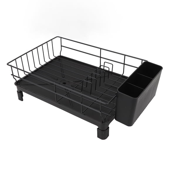 NFTIGB Dish Drying Rack Carbon Steel Drainer Rack with Utensil Holder Countertop Sink Organizer for Kitchen Spoons Forks Black 15 inches / 38 cm Home Accessories