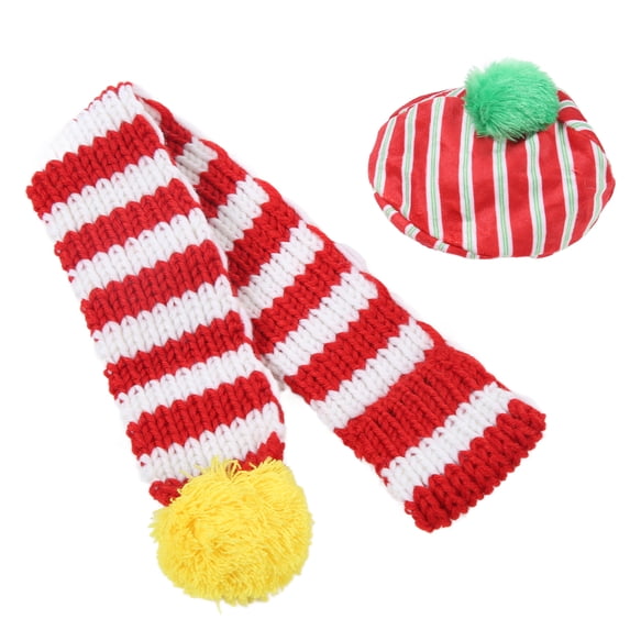 NFTIGB Dog Hat and Scarf Set Christmas Adorable Knitted Pet Costume for Cat Small Medium Large Dogs White Red Size S (5.91 inches / 15 cm)