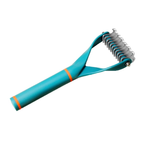 NFTIGB Dog Undercoat Rake Comb Double Sided Y Shape Handle Knots Removal Pet Dematting Comb for Pet Dog Cat Dark Green L (7.08 inches / 18 cm)