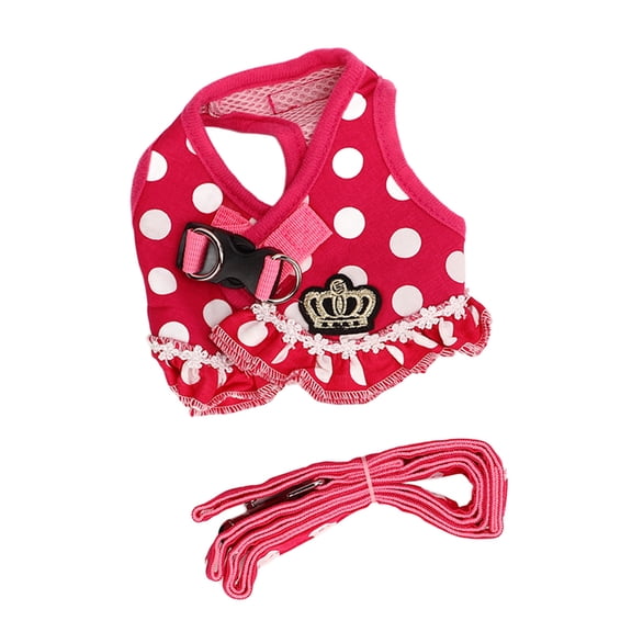 NFTIGB Dog Vest Harness and Leash Set Adjustable Escape Proof Breathable Polka Dot Safety Belt for Large Breeds Pink XL (Neck 20 in / 50.8 cm)