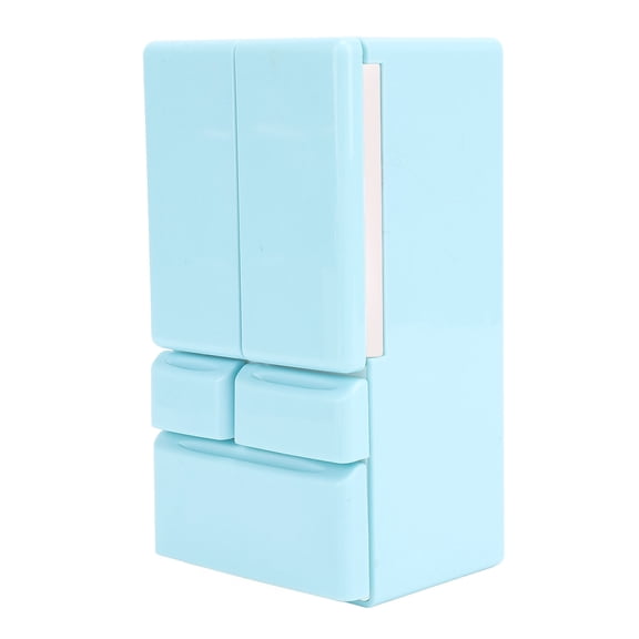 NFTIGB Dollhouse Miniature Fridge Model Kitchen Scene Accessories Realistic Double Door Refrigerator Toy for Pretend Play, Includes 13 Mini Pieces for 4.33 in / 11 cm Decor Set, Sky Blue Color Theme