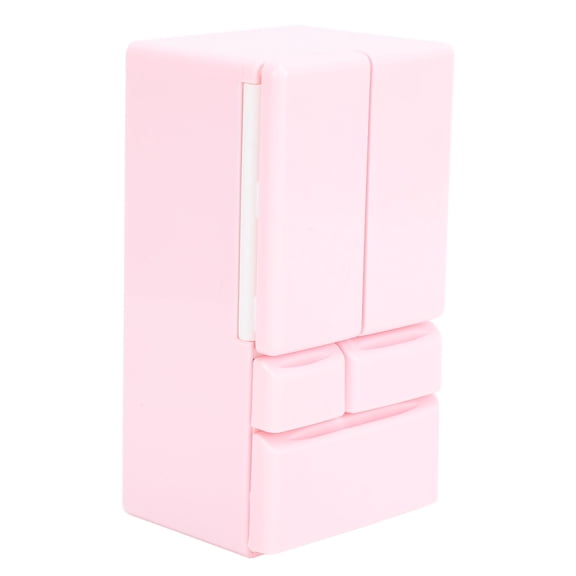 NFTIGB Dollhouse Miniature Fridge Model Kitchen Scene Accessories Realistic Double Door Refrigerator Toy for Pretend Play, Includes 13 Mini Pieces for 4.33 inches / 11 cm Decor Set, Pink Color Theme