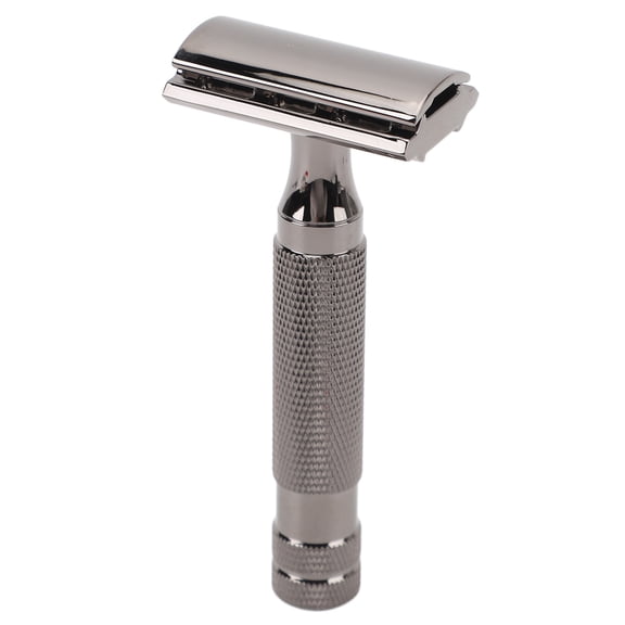 NFTIGB Double Edge Safety Trimmer Set - Professional Stainless Steel Manual Beard Trimmer with Comfortable Grip, Includes 2 Replacement Heads and 10 Refills (5.91 inches / 15 cm, Silver)