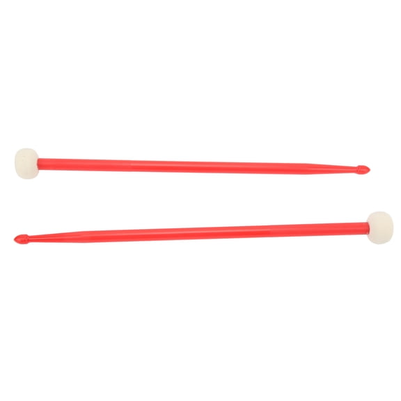 NFTIGB Drum Mallets Felt Head Nylon Handle Double Headed Percussion Instrument Accessory Set Kit for Playing, 17.72 inches / 45 cm, Red