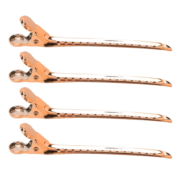 NFTIGB Duck Billed Hair Clips 12pcs, Salon Hair Roller Clips and Hair Sectioning Clips for Women and Stylists, Professional Metal Curl Clips for Hair Styling, 3.7 inches / 9.5 cm, Rose Gold