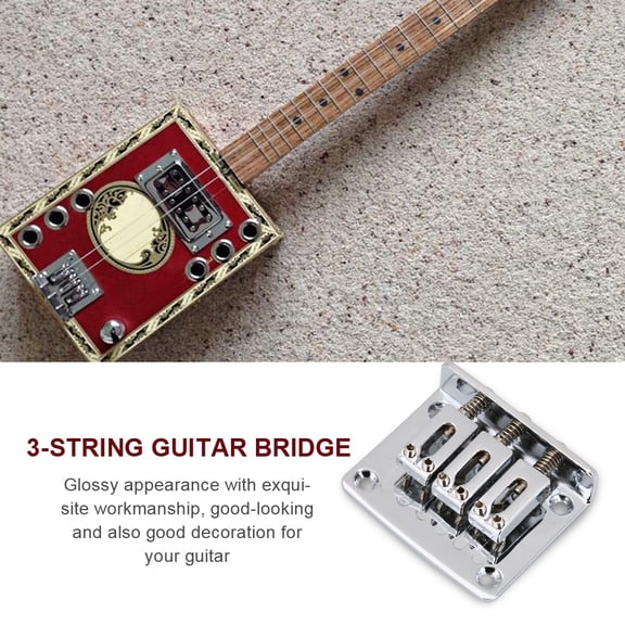 NFTIGB Durable 3-String Fixed Guitar Bridge Replacement Parts for Cigarbox and Electric Guitars (Silver) 1.97 inches / 50 mm[cite: 1]