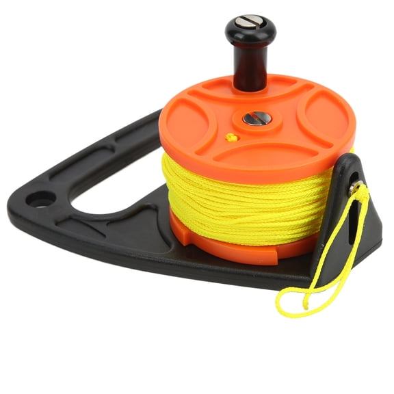 NFTIGB Durable Scuba Diving Handle Reel with Thumb Stopper, 150.9 ft / 46m Yellow Wire for Snorkeling and Underwater Water Sports, Orange Reel Accessory