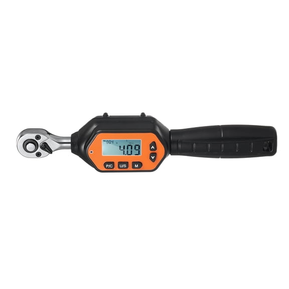 NFTIGB EWM-R-10 1/4 in Drive Mini Digital Torque Wrench 10N.m / 7.37ft.lb Handheld Portable with LCD Backlight Sound LED Alarm Real-Time Peak Mode 4 Units Switchable Black/Orange