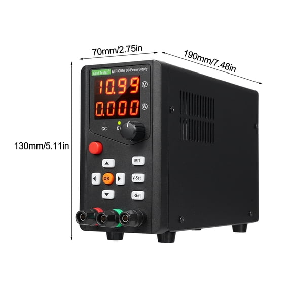 NFTIGB East Tester ETP3003A DC Regulated Bench Power Supply 90W 30V 3A Single Channel Encoder Adjustment Maintenance Storage Remote Control Laboratory Power Supply US Plug Black 110V